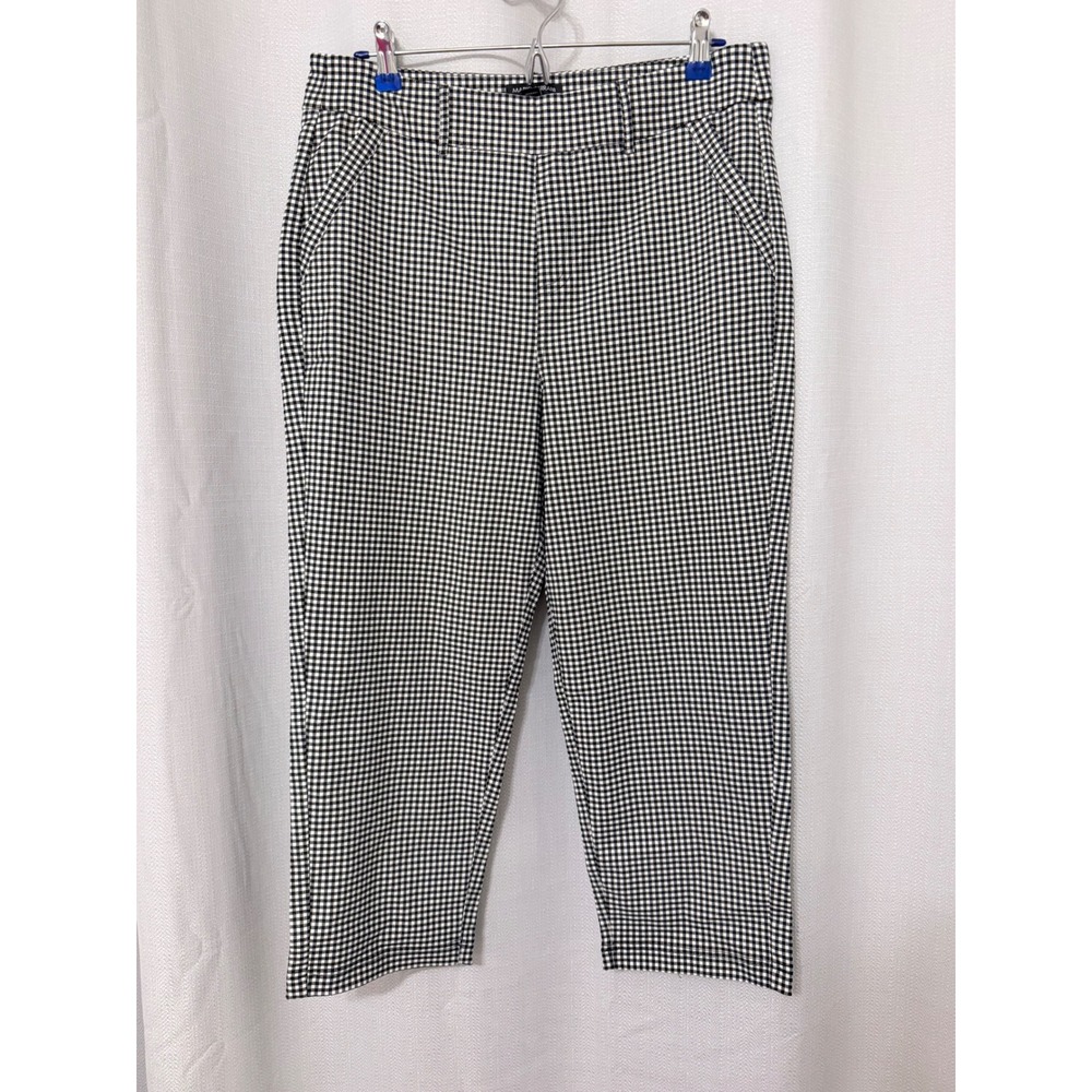 Mario Serrani Italy Womens Black White Gingham Check Ankle Pants Size Large